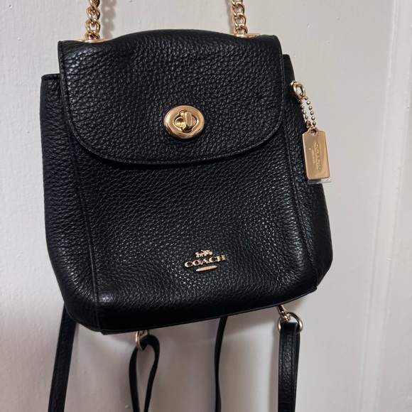 Coach Black Backpack with Gold Chain - Picture 2 of 5